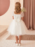 Girls Puff Sleeve Floral Embroidered Dress 2-12